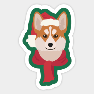Christmas Pembroke Corgi Dog Face Sticker